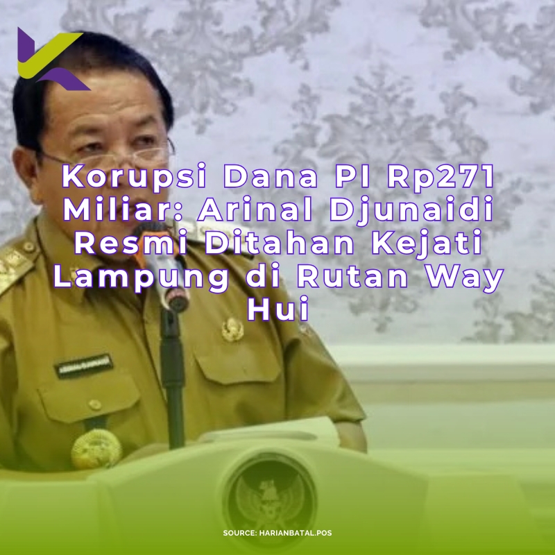 Korupsi Dana PI Rp271 Miliar: Arinal Djunaidi Resmi Ditahan Kejati Lampung di Rutan Way Hui