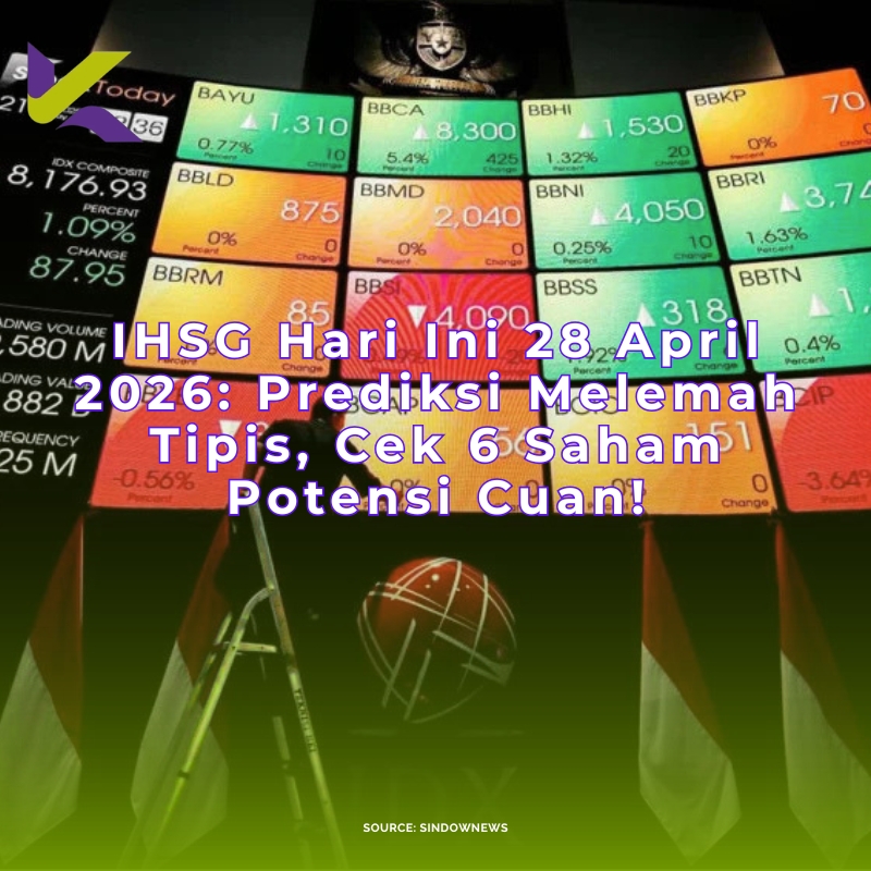 IHSG Hari Ini 28 April 2026: Prediksi Melemah Tipis, Cek 6 Saham Potensi Cuan!