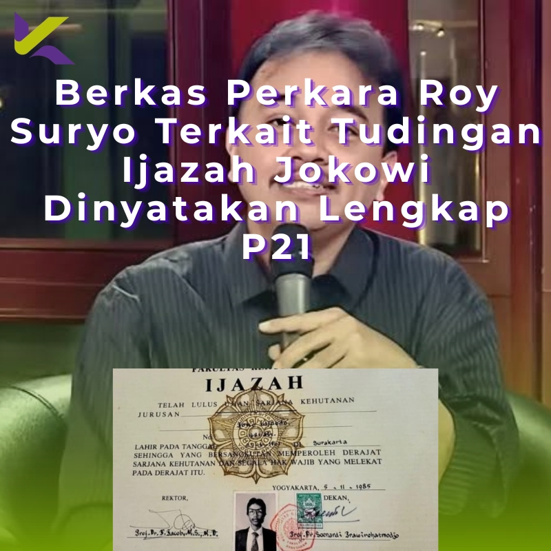 Berkas Perkara Roy Suryo Terkait Tudingan Ijazah Jokowi Dinyatakan Lengkap P21