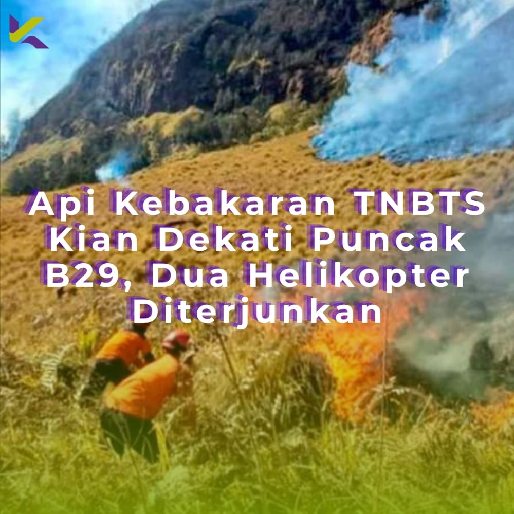 Api Kebakaran TNBTS Kian Dekati Puncak B29, Dua Helikopter Diterjunkan