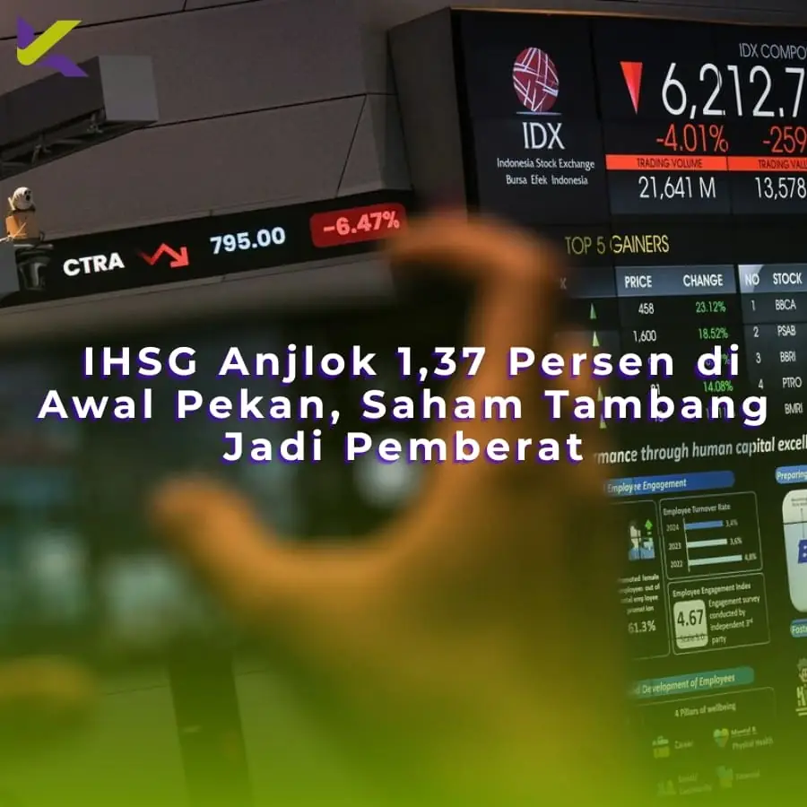 IHSG Anjlok 1,37 Persen di Awal Pekan, Saham Tambang Jadi Pemberat