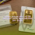 Harga Antam Hari Ini 30 Oktober 2026: Rp2.546.000 per Gram